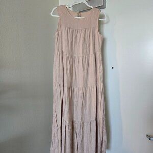 Magaschoni powder beige luxe linen maxi dress size Small